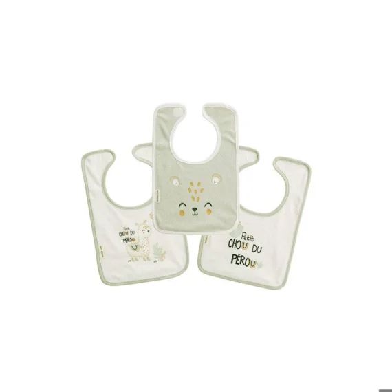 Lot De 3 Bavoirs Bébé Mon Petit Chou Du Pérou Blanc