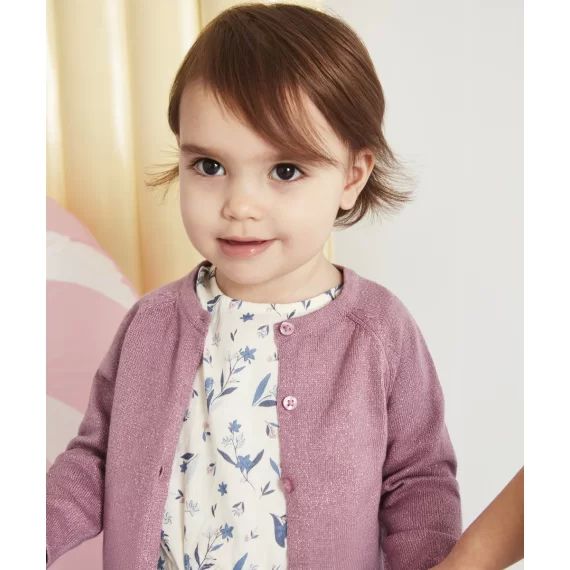 Gilet parme bébé fille pailleté –  – Soldes