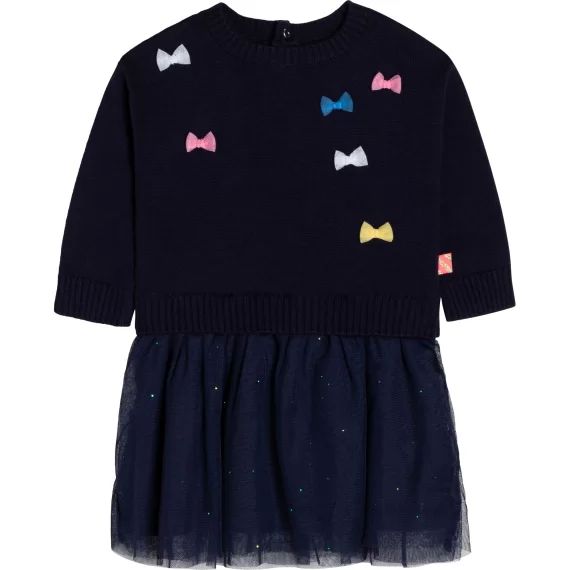 Robe bimatière avec noeuds Fille Bleu