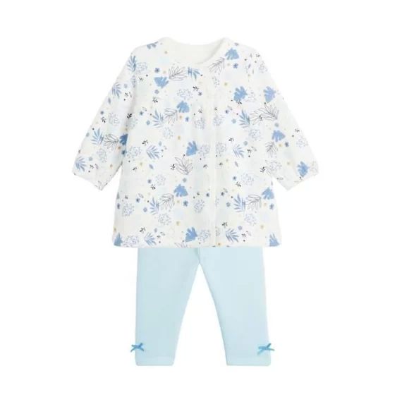 Ensemble Robe Et Legging En Molleton Bébé Fille Luna Bleu