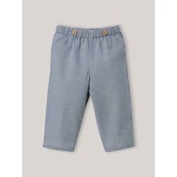 Pantalon En Tissu Chambray Bleu