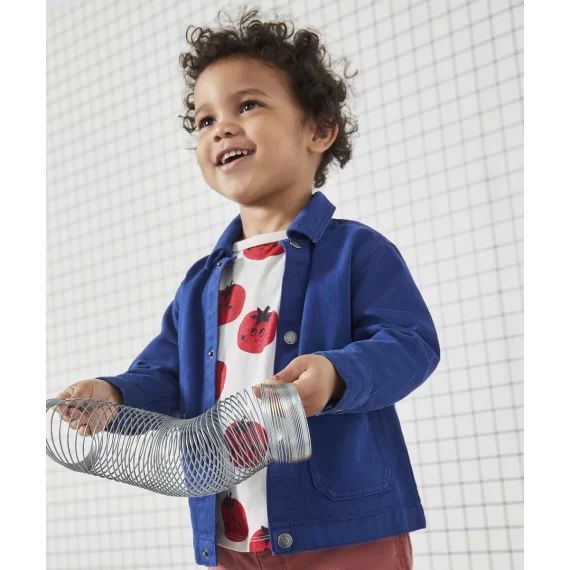 Veste bébé garçon en coton bleu électrique –  – Soldes
