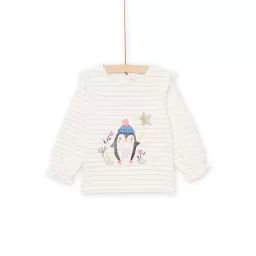 T-shirt À Manches Longues À Rayures – Ecru