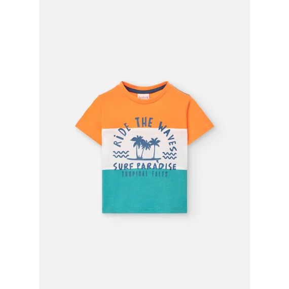 T-shirt Colour Block Avec Dessin Frontal Orange