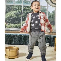 Pantalon relax bébé garçon low impact gris avec poches