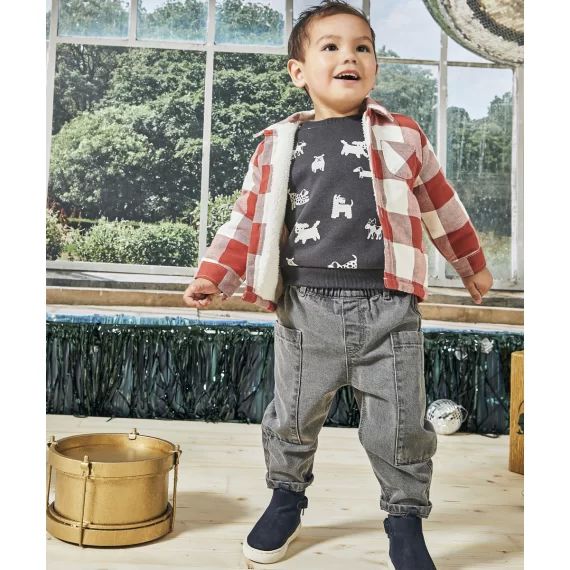 Pantalon relax bébé garçon low impact gris avec poches