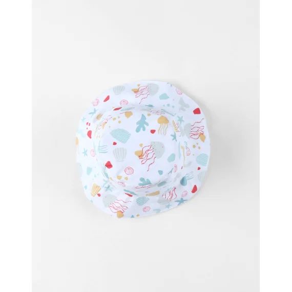 Chapeau Réversible À Imprimés Fleuri Blanc