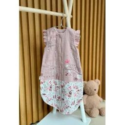 Turbulette D’été En Gaze De Coton Avec Jambes Séparables Petit Safari Rose
