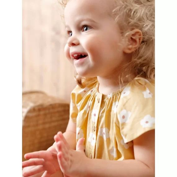 Blouse bébé manches papillon jaune pâle
