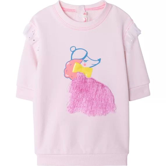 Robe en molleton avec volants Fille Rose