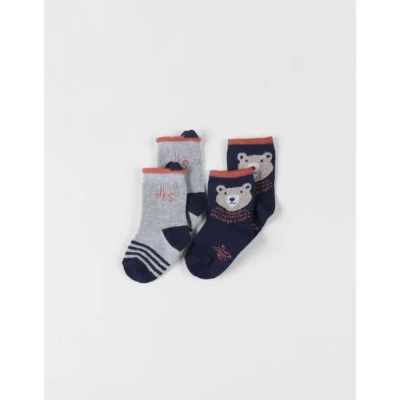 Set De 2 Paires De Chaussettes En Tricot Bleu