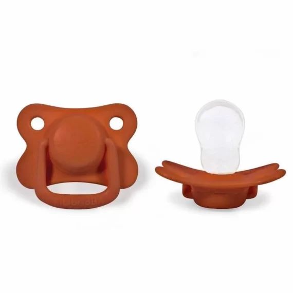 Filibabba – Lot de 2 sucettes anatomique en silicone 6 mois et + – Terracotta marron