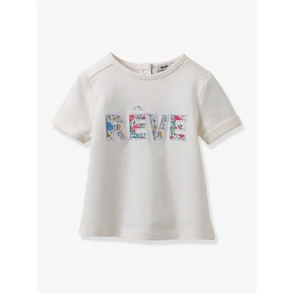 Tee-shirt bébé tissu Liberty coton biologique CYRILLUS écru