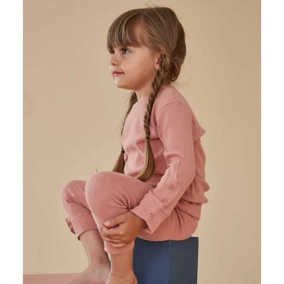 Le t-shirt évolutif côtelé vieux rose en coton pima –  – Soldes