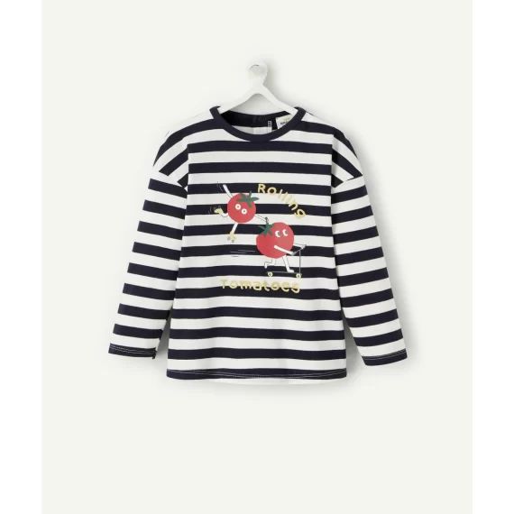 T-shirt bébé garçon en coton bio à rayures avec tomates –  – Soldes
