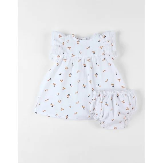 Set Robe + Bloomer Imprimé Fleuri Blanc