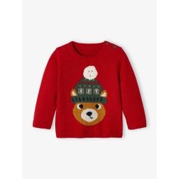 Pull de Noël bébé motif ours rouge