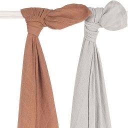 Lot de 2 maxi langes en bambou caramel (115 x 115 cm)