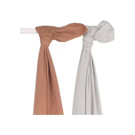 Lot de 2 maxi langes en bambou caramel (115 x 115 cm)