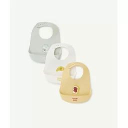 Lot de 3 bavoirs bébé en silicone recyclé thème petit-déjeuner –  – Soldes