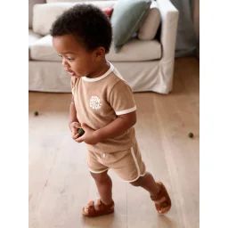 Ensemble en éponge bébé T-shirt + short taupe