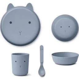 Coffret repas en bioplastique Brody Rabbit Stormy blue (4 pièces)