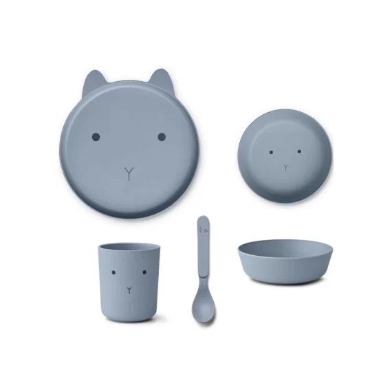 Coffret repas en bioplastique Brody Rabbit Stormy blue (4 pièces)