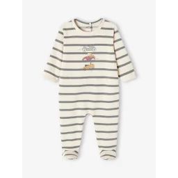 Dors-bien rayé motif voitures bébé garçon écru