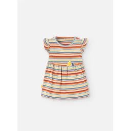 Robe En Coton Avec Imprimé Rayures Multicolore