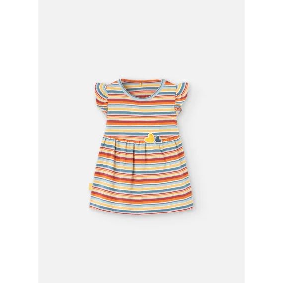 Robe En Coton Avec Imprimé Rayures Multicolore
