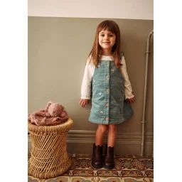 Robe Fille En Velours Côtelé Naya Bleu