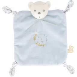 Doudou plat Perle ourson bleu (20 cm)