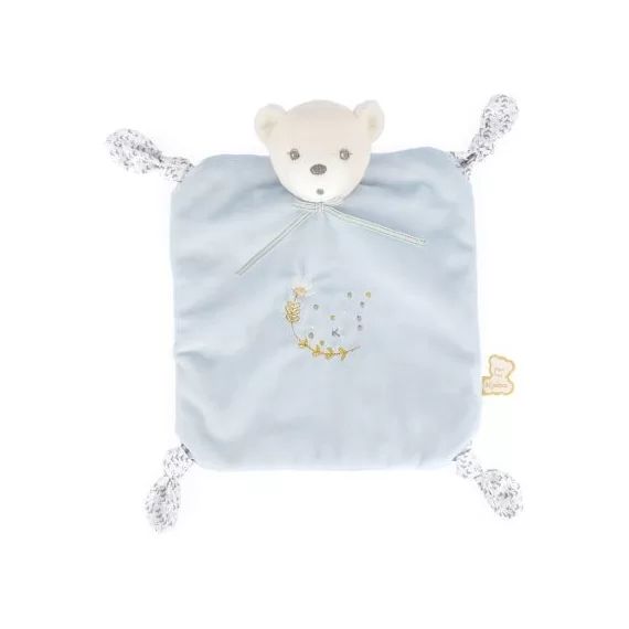 Doudou plat Perle ourson bleu (20 cm)