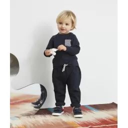 Le jogging sarouel bébé garçon bleu marine en fibres recyclées