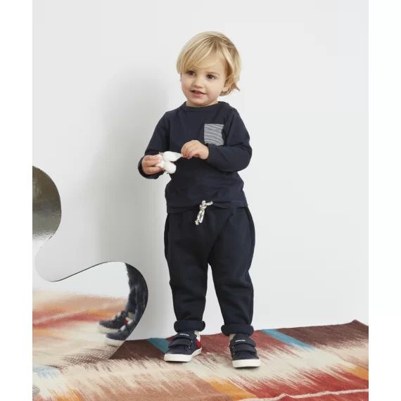 Le jogging sarouel bébé garçon bleu marine en fibres recyclées