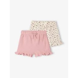Lot de 2 shorts naissance 1 uni + 1 imprimé rose