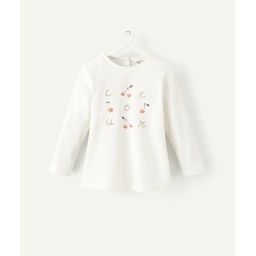 T-shirt bébé fille en coton bio blanc avec message floqué –  – Soldes