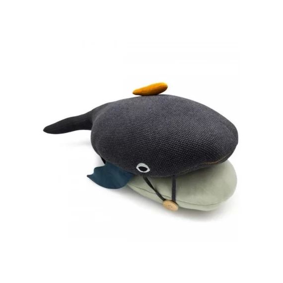 Coussin 2 en 1 baleine anthracite (35 x 50 cm)