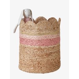 Panier en jute festonné Fiore osier/rose