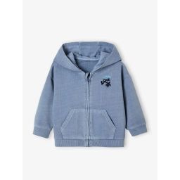 Sweat à capuche zippé bébé en molleton léger bleu ciel