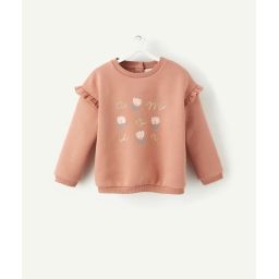 Sweat bébé fille en fibres recyclées vieux rose avec message –  – Soldes