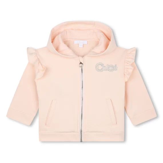 Sweat-shirt à capuche zippé Fille Beige