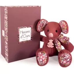Coffret peluche souris terracotta Copains câlins (25 cm)