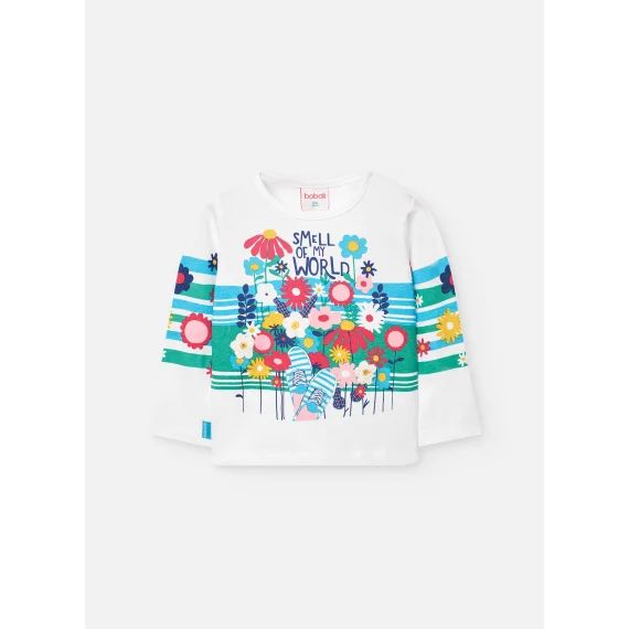 T-shirt À Manches Longues Avec Col Rond Blanc