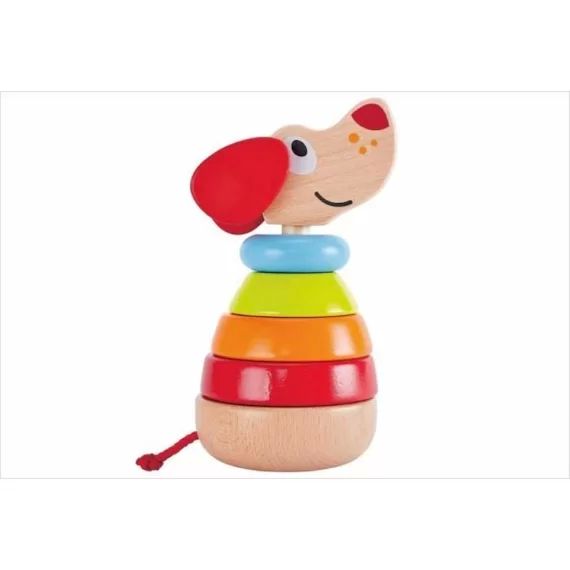 Empileur d&rsquo;arc-en-ciel Pepe HAPE – Jouet d&rsquo;éveil en bois pour enfant marron