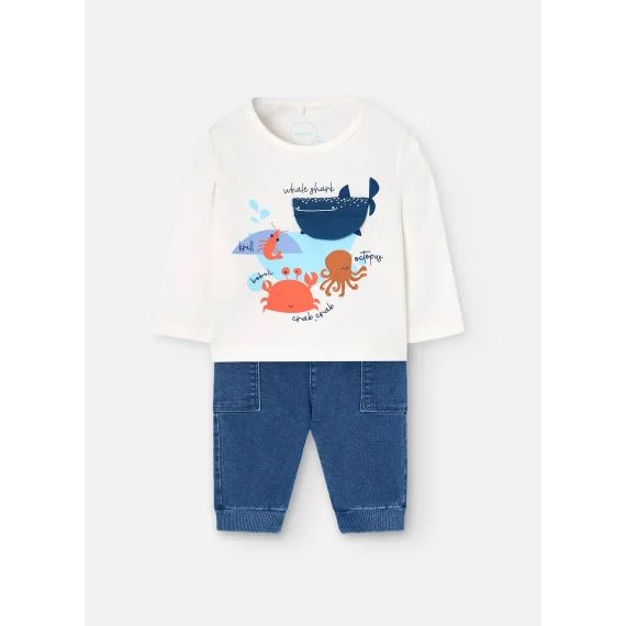 Ensemble T-shirt À Manches Longues Et Pantalon Blanc