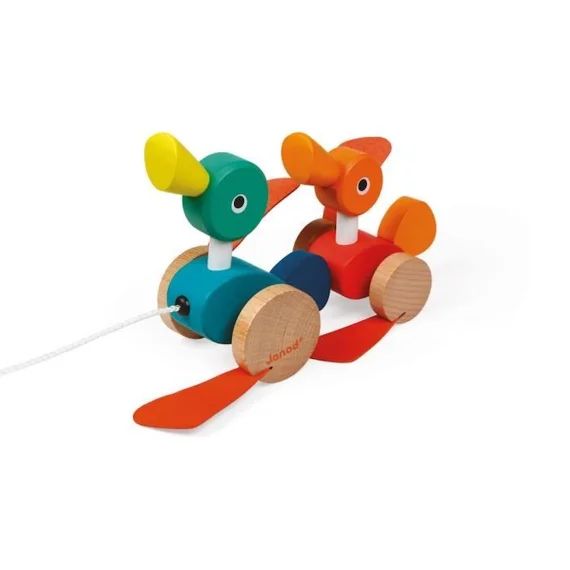 Jouet À Promener Canard Family Janod – Développement De La Motricité – Bois Certifié Fsc Marron