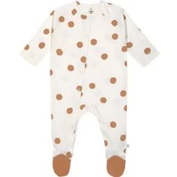 Pyjama léger en coton bio Big Dots blanc cassé (0-2 mois)