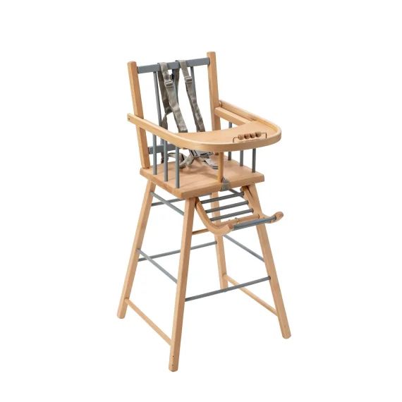 Chaise Haute Traditionnelle André Fixe Hybride Bois Et Bleu Gris