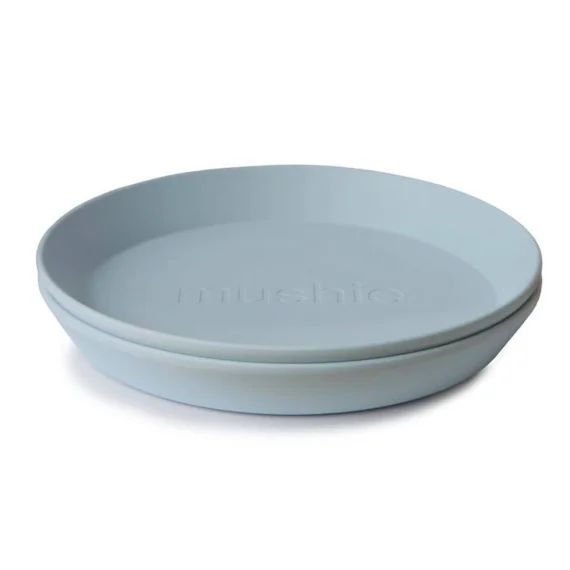 Lot De 2 Assiettes Rondes Mushie Powder Blue Bleu